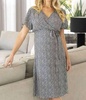 floral nursing wrap dress in navy