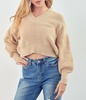 cropped ribbed-knit sweater in warm taupe