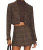 cropped twill jacket in brown blue multi