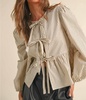 luna neutral striped cotton tie top in beige