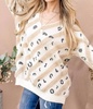 leopard print faux fur v neckline sweater in cream