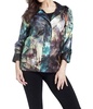 watercolor hooded rain jacket in black multi