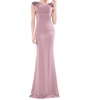 beaded cowl back trumpet gown in mauve