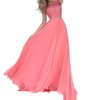beaded chiffon prom dress in coral