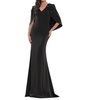 beaded shoulder cape evening gown in black