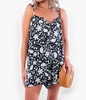 floral romper in cloud black