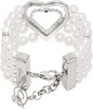 White & Silver Faux-Pearl Heart Bracelet