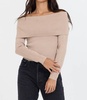off shoulder sweater in heather oatmeal