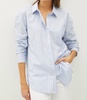 oversized striped chambray button down in dusty blue