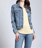 cross embroidered jean jacket in indigo