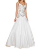 beaded bodice fit and flare ball gown in white/silver