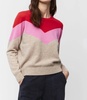 crewneck cashmere sweater in oatmeal, pink, red, multi