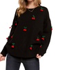 shirley temple cherry pom sweater in black