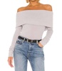 we the free snowbunny off shoulder ribbed long sleeve top in gray