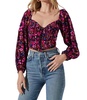 edwina corset long sleeve crop top in purple multi