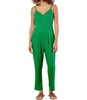 linen mix pleat detail cami jumpsuit in green