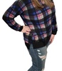 colorful plaid weekender tee in navy multi