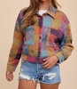 soft brushed loose fit jacket in multicolor