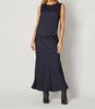 satin sleeveless top in navy