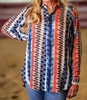 western flair half button-up pullover tunic in multi
