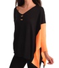 neon panel slit oversize tunic in black/orange
