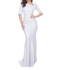 metallic 3/4 sleeve gown in silver