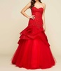 lace ruffled tulle ball gown in red