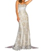 lace strapless evening gown in ivory/nude