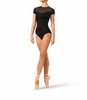 ladies cap sleeve leotard in black
