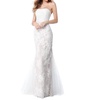 strapless lace appliqued prom dress in ivory