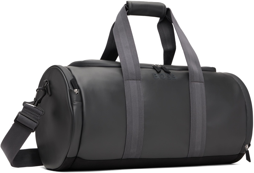Gray Holdall Faux-Leather Duffle Bag