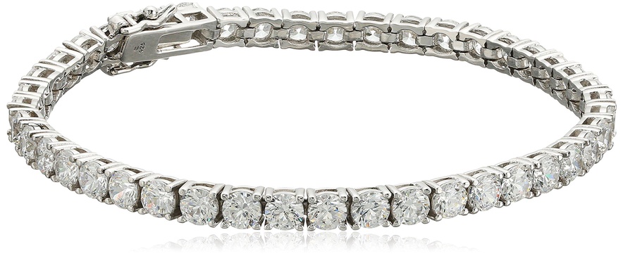 Amazon Essentials Sterling Silver Tennis Bracelet set with Round Cut Infinite Elements Cubic Zirconia, , (previously Amazon Collection)