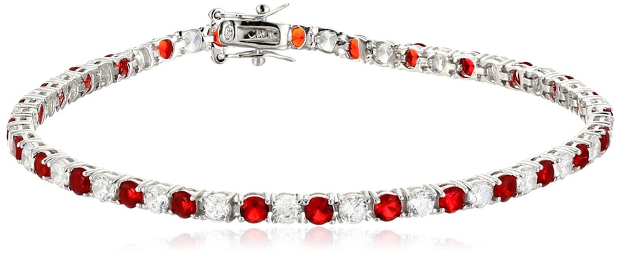 Amazon Essentials Sterling Silver Alternating Stone Prong Set AAA Cubic Zirconia Tennis Bracelet (previously Amazon Collection)