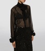 Silk Flower-Detail Blouse
