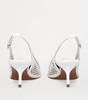 Le Cœur patent leather and fishnet slingback pumps