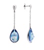 Sterling Silver Fleurs de Psydelic Aqua Mirror Drop Earrings