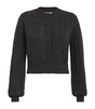 Wool-Blend Rhinestone Cable-Knit Cardigan