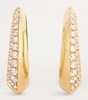 Yellow Gold and Diamond Oval Hoop Earrings