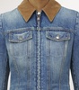 Peplum corduroy-trimmed denim jacket