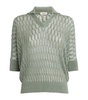 Linen-Silk Polo Top