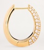 Yellow Gold and Diamond Oval Hoop Earrings