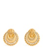 Crystal-Embellished Shell Clip-On Earrings
