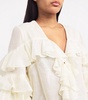 Cotton Ruffled V-Neck Blouse