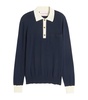 Cotton VLogo-Button Polo Sweater