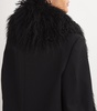 Wool Mongolian Fur Collar Cropped Blazer