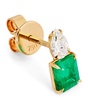 Yellow Gold, Diamond and Emerald Single Stud Earring