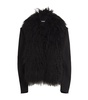 Wool Mongolian Fur Collar Cropped Blazer
