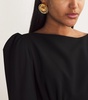 Crystal-Embellished Shell Clip-On Earrings