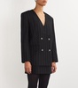 Wool-Blend Pinstripe Maron Blazer