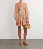 Linen Floral Mini Shirt Dress